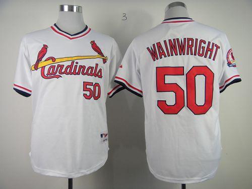 Cardinals #50 Adam Wainwright White 1982 Turn Back The Clock Stitched MLB Jersey - Click Image to Close